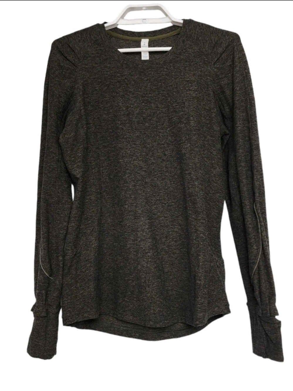 Lululemon Extra Mile Long Sleeve Knit Top Womens 6 Thumbholes Pockets Heathered
